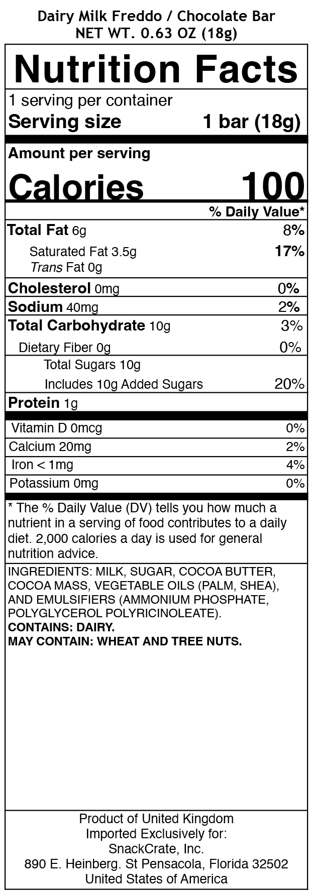 snack nutrional info