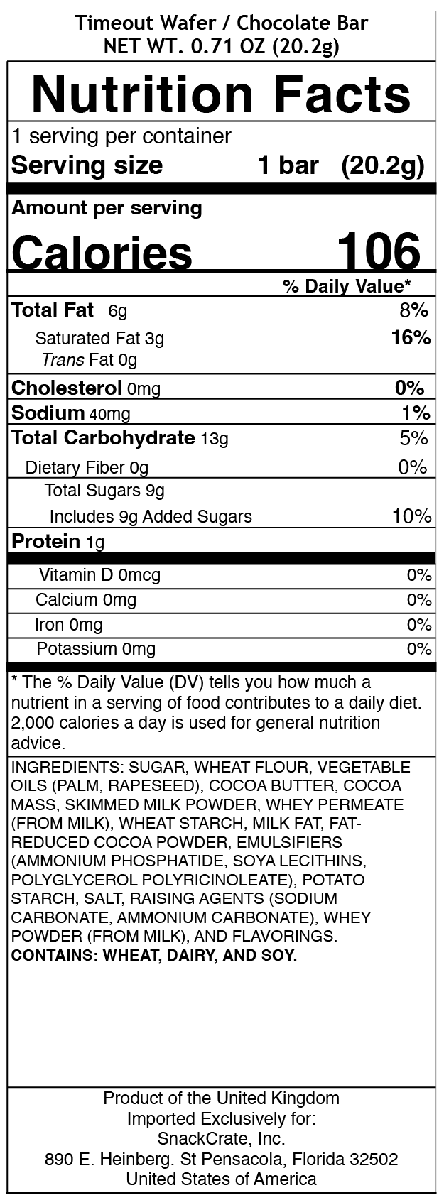 snack nutrional info