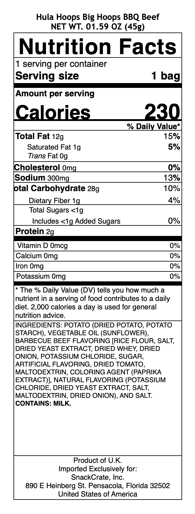 snack nutrional info