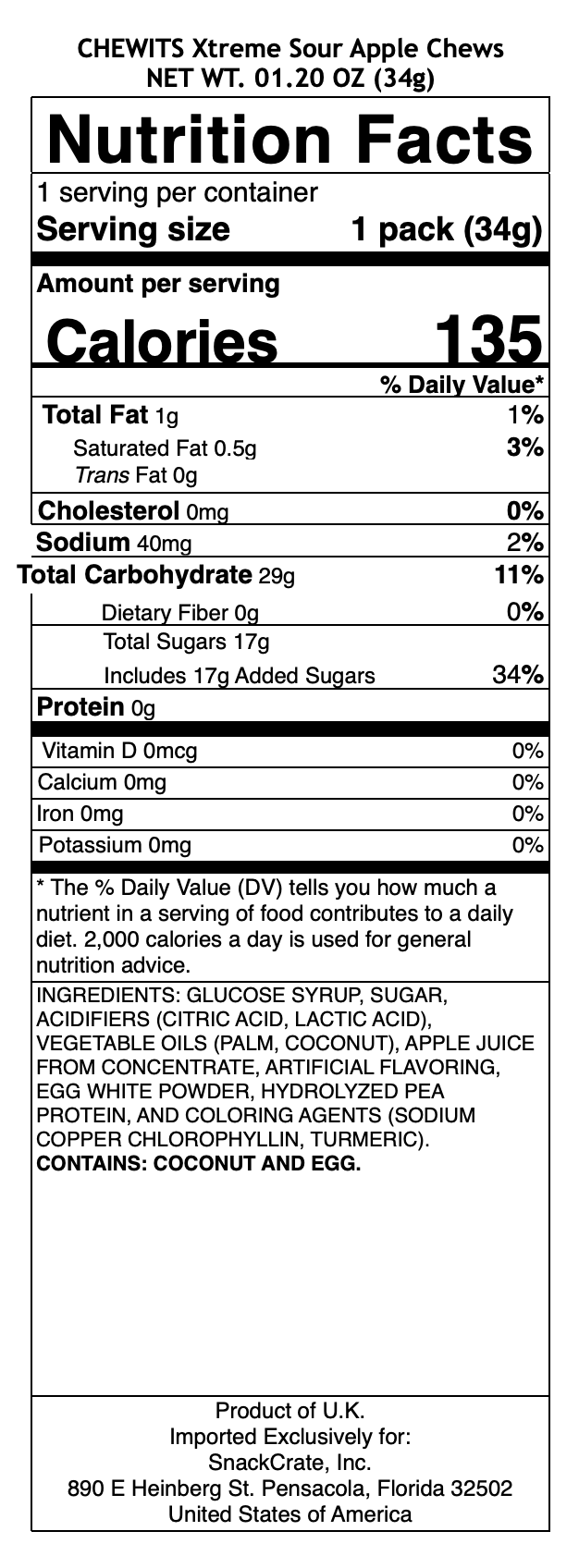 snack nutrional info