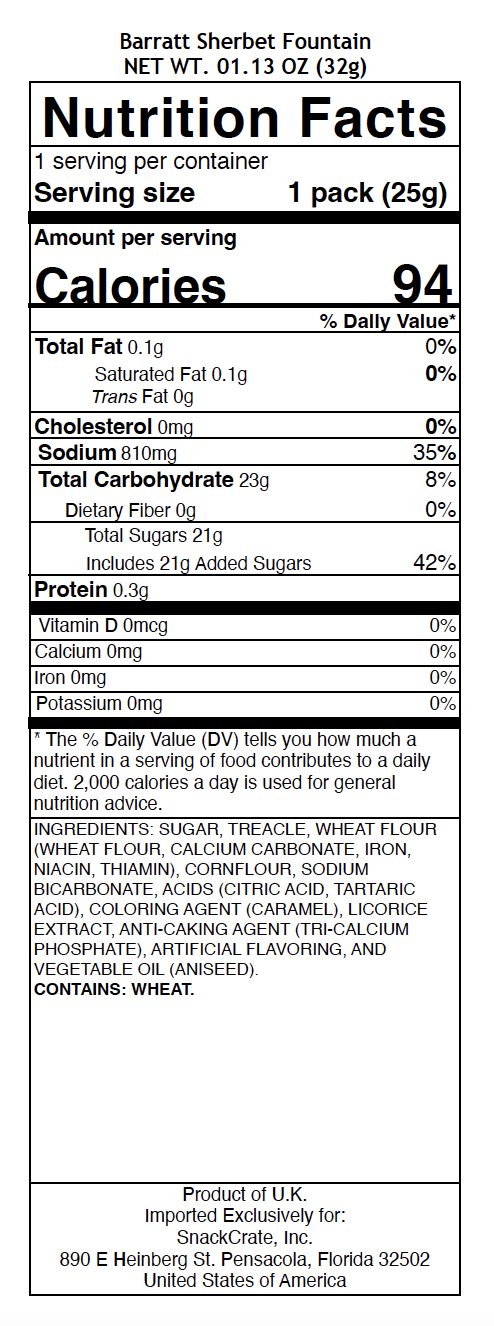 snack nutrional info