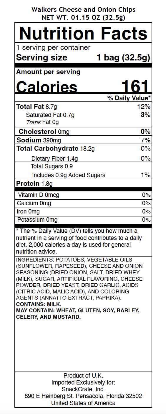 snack nutrional info