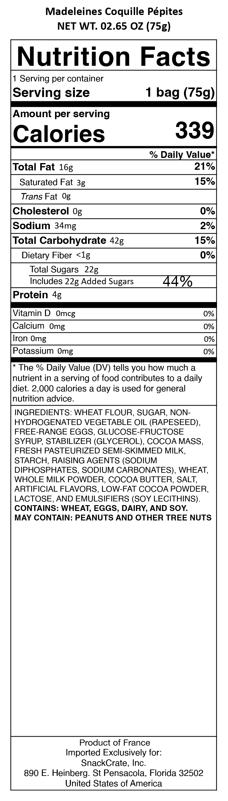 snack nutrional info