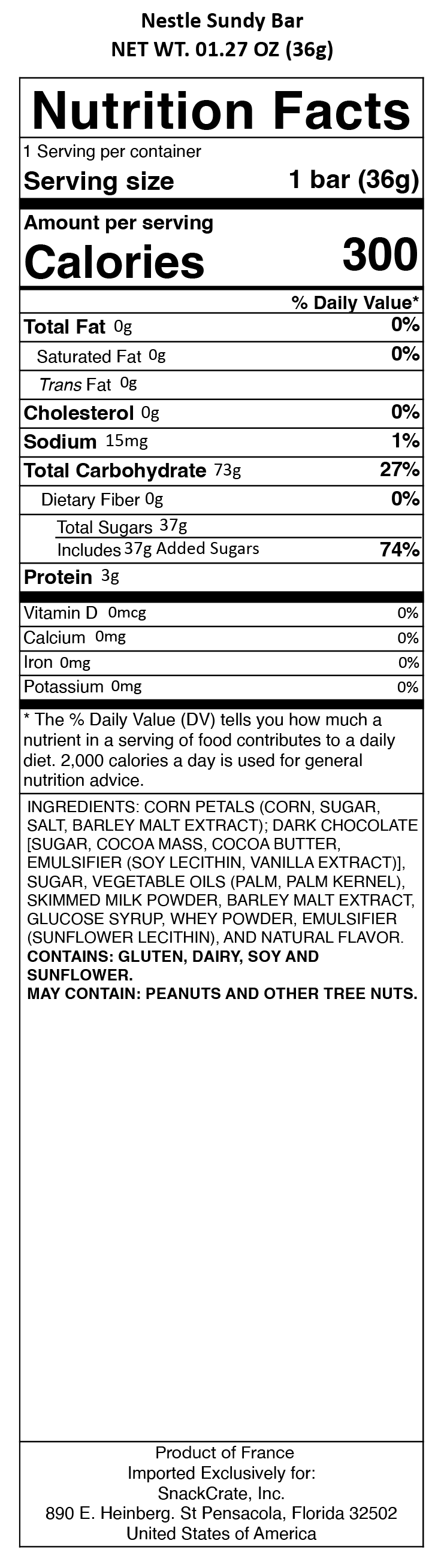 snack nutrional info