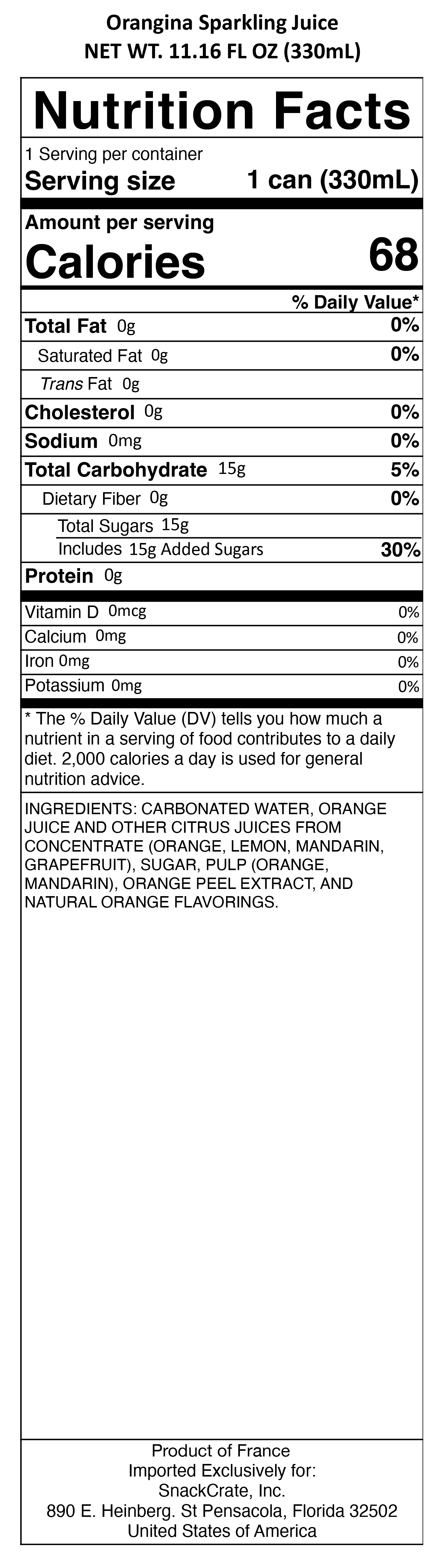 snack nutrional info