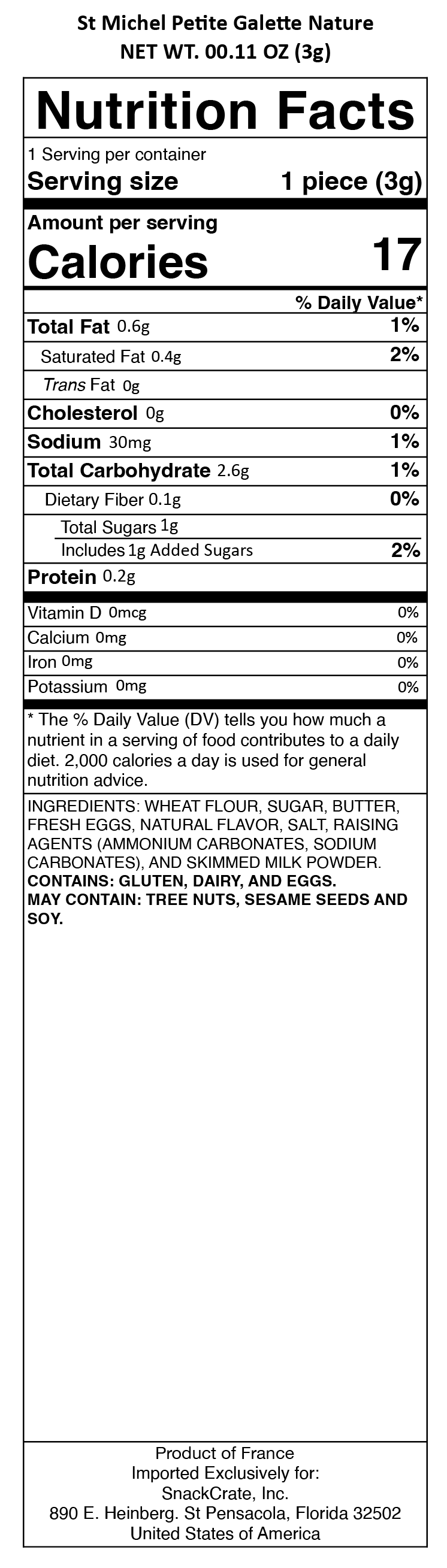 snack nutrional info